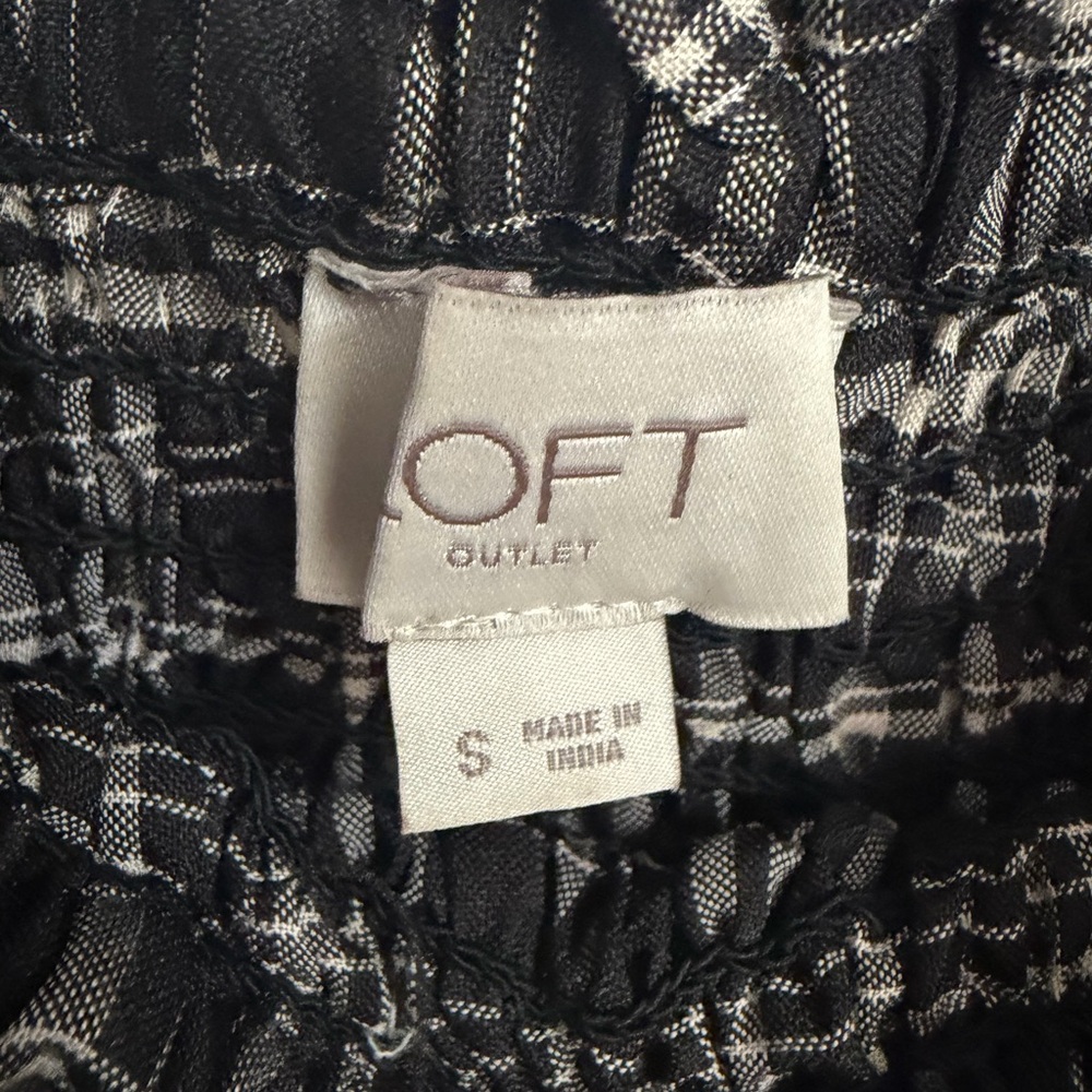 LOFT Black and White Plaid Long Sleeve Dress - Picture 4 of 4